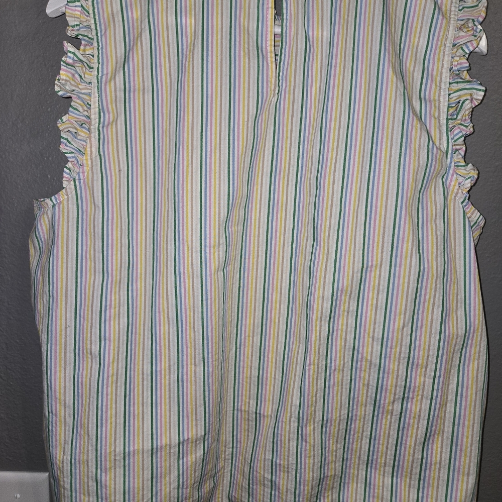 J Crew Factory Multi Color Pinstripe Ruffle Blouse Size 18 - Picture 8 of 15